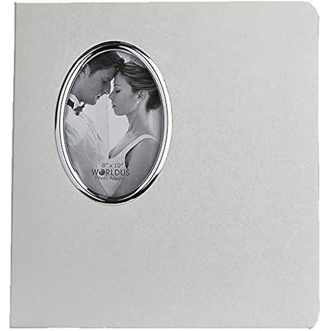 WORLDUS WEDDING PHOTO ALBUM 8X10 SLIP IN POCKETS, HOLDS 52 TOP LOAD  VERTICAL 8X10 PICTURES, WHITE, (81052)