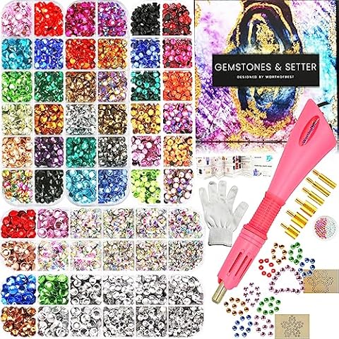 Worthofbest Rhinestones for Clothes Crafts Bedazzler Kit with Rhinestones  Glue Crystals Gem Setter for Clothing Shoes Fabric Plastic Glass Tumblers