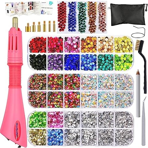 Worthofbest Rhinestones for Clothes Crafts Bedazzler Kit with Rhinestones  Glue Crystals Gem Setter for Clothing Shoes Fabric Plastic Glass Tumblers