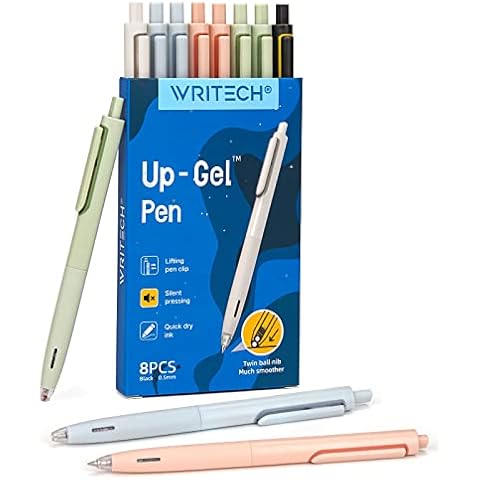 Writech Gel Ink Retractable Pens: Assorted Colors Ink 0.7mm Medium Point  Pen Set, Smooth Writing Multi Colored No Bleed Pens Bulk for Journaling 8ct  