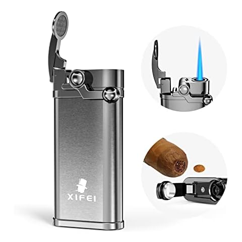 XIFEI Cigar Lighter Triple-Jet Flame, with Integrated Cigar Puncher and  Double-Blade Cigar Cutter