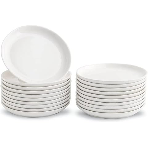 WishDeco Ceramic Appetizer Plates Set of 6, Small Dessert Dishes Set, 7 inch White Round Plates, Porcelain Dinner Plates for