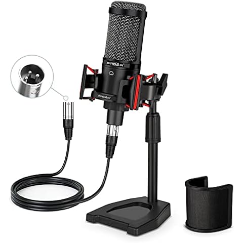 Movo PC-M6 Universal Cardioid Podcasting Microphone with XLR, 3.5mm and USB Outputs, Shockmount and Pop Filter