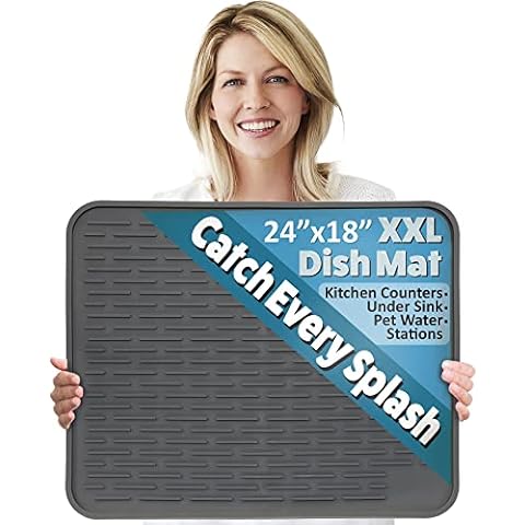 XXL Dish Mat 24 x 18 (LARGEST MAT) Microfiber Dish Drying Mat, Super  absorbent by Bellemain 