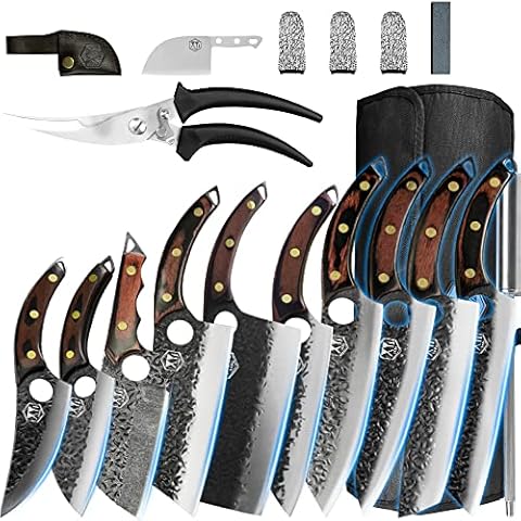 XYJ 5pcs/set Full Tang Boning Knife With Knives Bag Stainless