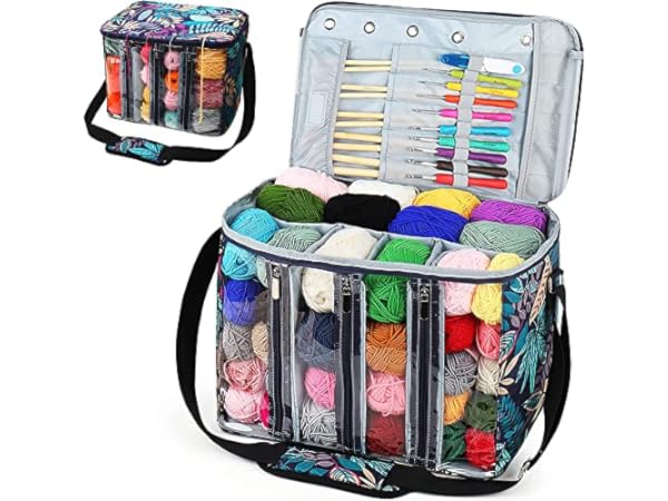 Coopay Knitting Bag Large Crochet Bag, Huge Knitting Bags and Totes  Organizer Yarn Storage Organizer for Unfinished Project, Knitting Needles,  Crochet