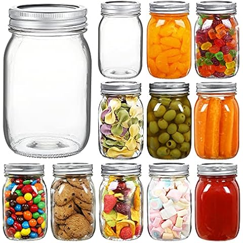 YEBODA 12 Pack 8 oz Mason Jars with Airtight Lids and Bands