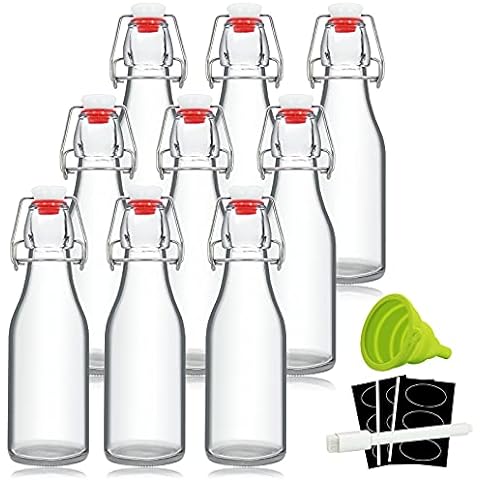 Otis Classic Swing Top Glass Bottles - Set of 6, 16oz w/ Marker