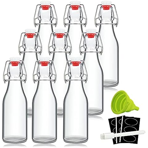 Otis Classic Swing Top Glass Bottles - Set of 6, 16oz w/ Marker