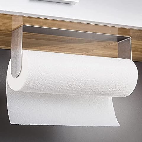 Paper Towel Holder Under Cabinet, Single Hand Operable Paper Towel Holder  Wall Mount with Ratcheting Mechanism, Self-Adhesive or Drilled for Kitchen