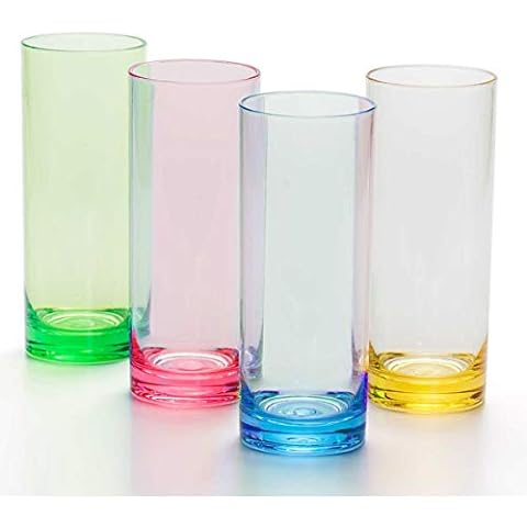 fulong 16 oz Plastic Highball Drinking Glasses, Set of 8 Water Beverage  Clear