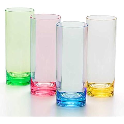 fulong 16 oz Plastic Highball Drinking Glasses, Set of 8 Water Beverage  Clear