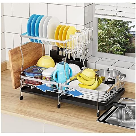 coobest Dish Drying Rack, Dish Racks for Kitchen Counter with Utensil  Holder, Dish Drainers for Kitchen Counter with Adjustable Swivel Spout and
