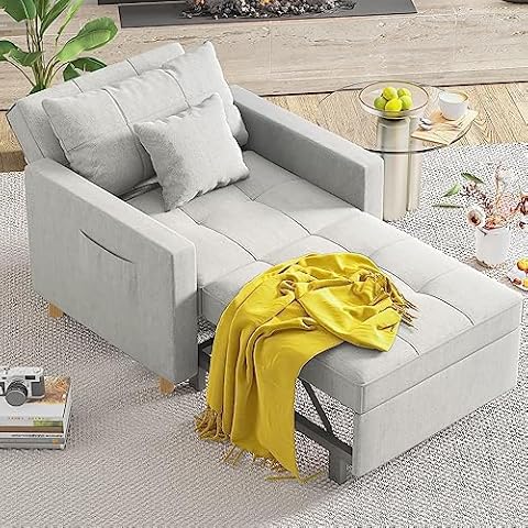 Yodolla 3-in-1 Futon Sofa Bed Chair,Convertible Sofa Sleeper-Dark Gray