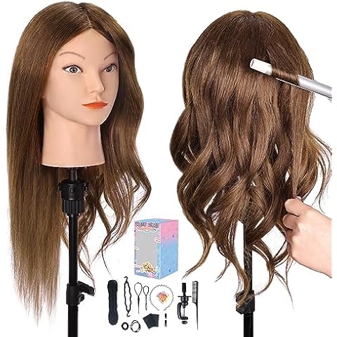 Meterk 100% Human Hair Mannequin Head For Braiding Manikin Head