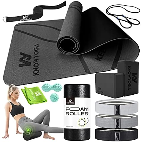 7 Pieces Yoga Starter Kit Yoga Mat Set Include Yoga Mats with Carrying  Strap, 2 Yoga