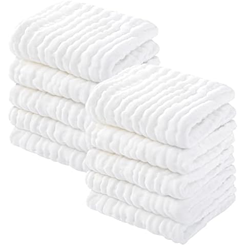 Yoofoss Luxury Bamboo Washcloths Towel Set 10 Pack Baby Wash Cloth for Bathroom-Hotel-Spa-Kitchen Multi-Purpose Fingertip Towels and Face Cloths 10