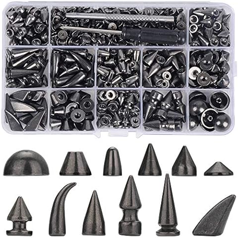 70 Sets Silver Mixed Shape Spikes and Studs Cone Croc Spikes Leather Rivet  Kit