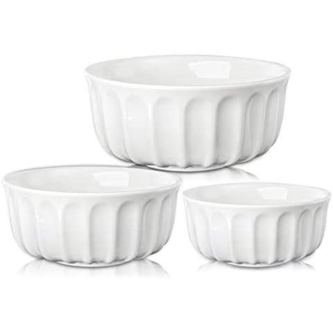 DOWAN White Ceramic Bowls with Lids, Serving Bowls with Lids, Food Storage  Container, 64/42/22/12 oz, Set of 4 