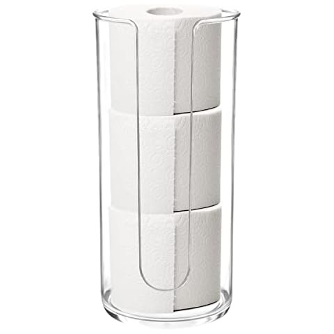 iDesign Kent Plastic Toilet Paper Tissue Roll Reserve Canister, Free-Standing