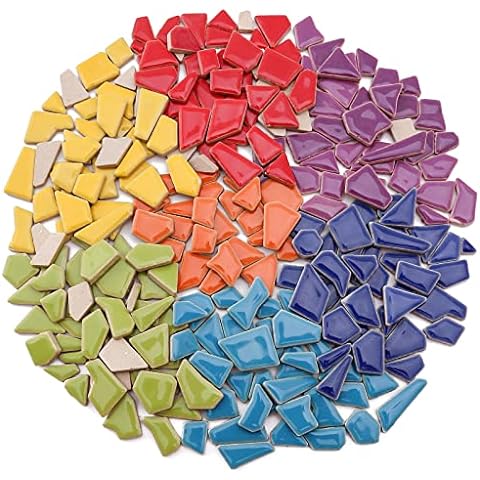 Youway Style Mosaic Glass Tiles for Crafts Bulk No-Hole Assorted