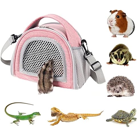 Petsfit Small Animal Carrier Hamster Carriers for Sugar  Glide,Hedgehog,Gecko,Baby Rat,Little Birds - Portable Bags with Shoulder  Strap,Breathable Mesh