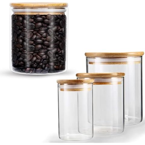 YULEER Airtight Food Storage Containers, Glass Jars with Lids,Glass Jar for  Serving Candy, Cookie, Rice