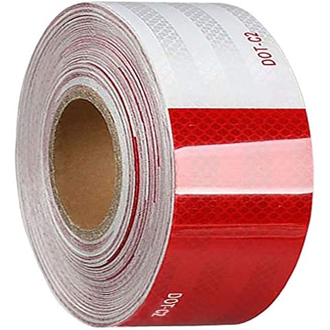 JCXJ 2inx100Ft Dot-C2 Red/White Reflective Safety Conspicuity Tape  Waterproof High Intensity Reflective,Caution Sign,Driveway re