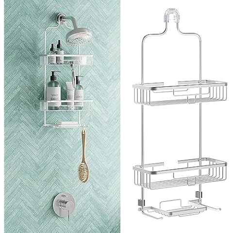 HapiRm Shower Caddy over Shower Head with Two Soap Holders, Rustproof &  Waterproof Hanging Shower Caddy with 12 Hooks, No Drilling Shower Organizer  for Bathroom