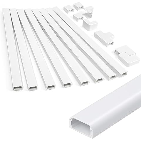 Grey Cable Raceways 4PCS On-Wall Cord Cover Paintable Channel to Hide and  Conceal Cords, Cables, or Wires for TV Computer Office Theater 