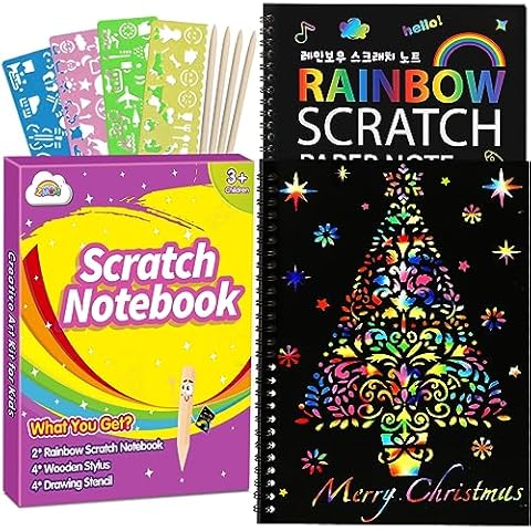 ZMLM Scratch Paper Art-Crafts Gift: 2 Pack Bulk Rainbow Magic