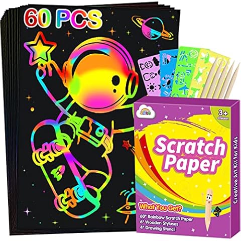 ZMLM Scratch Paper Art Set: 2 Pack Rainbow Scratch Off Crafts