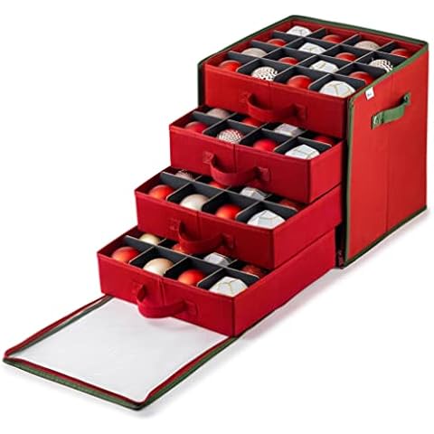 ZOBER Christmas Ornament Storage Box with Dual Zipper Closure