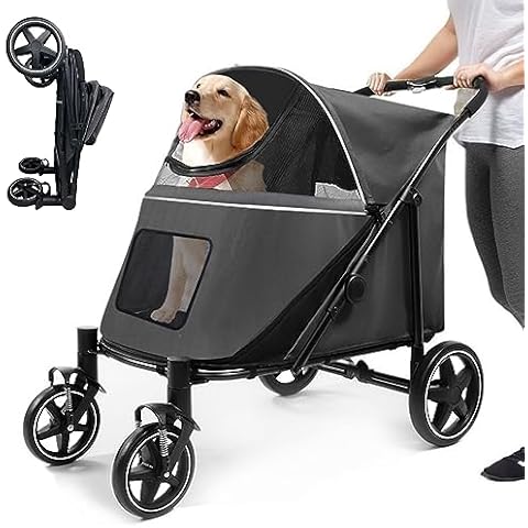 VILOBOS Double Dog Stroller Foldable Travel Carrier Cart Pet Pushchair 4  Wheels