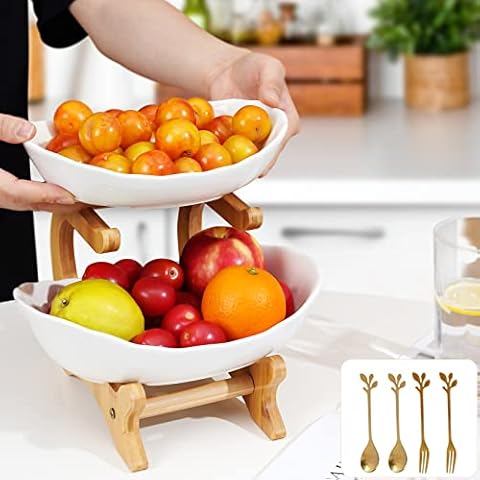 Magclay Ceramic Fruit Bowl with Draining Holes, 10 Large Fruit Basket with  Multifunctional Removable Pedestal, Decorative Fruit Bowl for Table