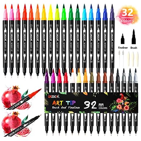 MoneleN Coloring Markers Set for Adults Kids Teen 36 Dual Brush Pens Fine  Tip Art Colored Markers for Adult Coloring Books Bullet Journa