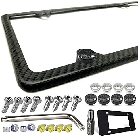 BLVD-LPF OBEY YOUR LUXURY Carbon Fiber License Plate Frame w/Glossy Finish  - [Pack of 2] Plastic, Front & Rear Number Plate Frame w/Fasteners, Screws