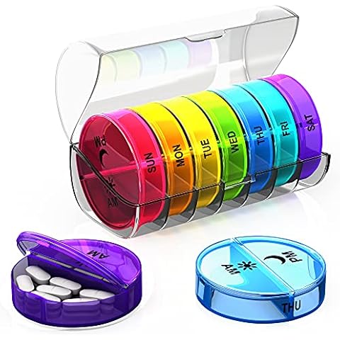 Slim Pill Box Weekly Medication Supplement Vitamin Travel Holder 7-Day Organizer